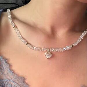 Silver Heart Crystal Necklace